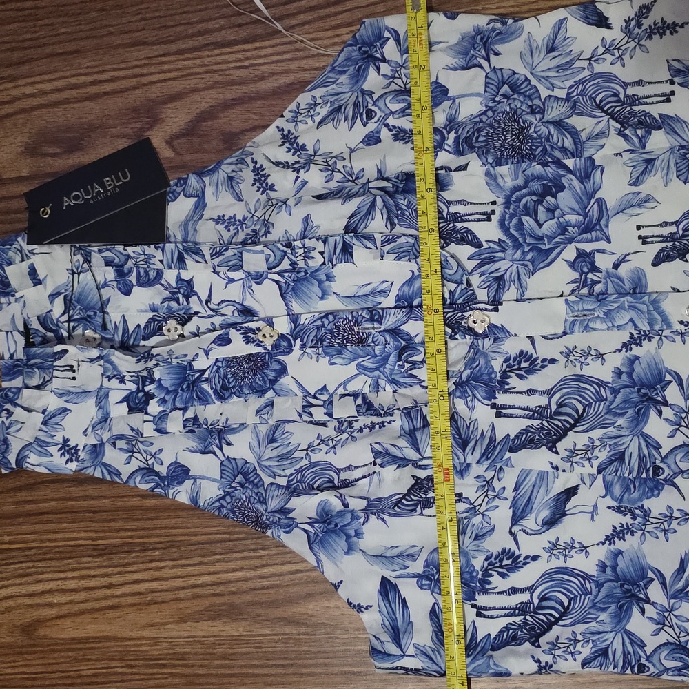 Aqua Blu Blue and White Floral Halter Button-Front Top, Original Price 129 - Picture 4 of 7